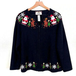 Tiara Christmas Santa and Reindeer Cardigan